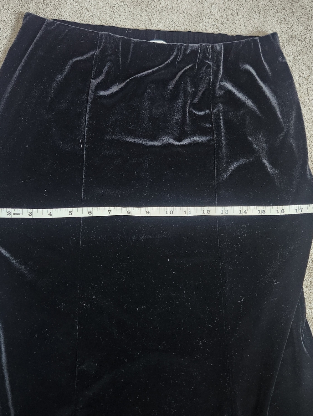 Black Velvet Maxi Skirt Mermaid Cut Fits Large Soft Stretchy - Picture 10 of 13